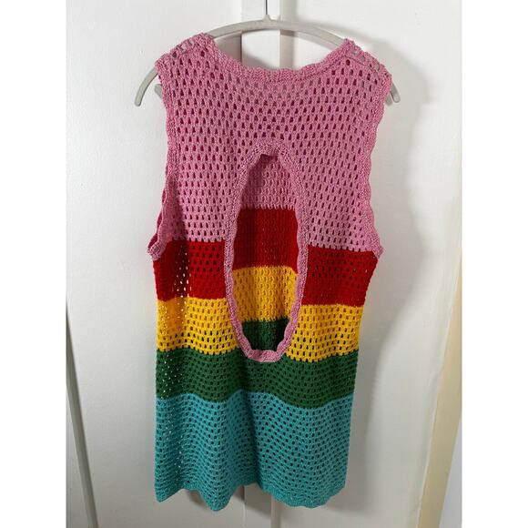 Crochet Rainbow Cover-Up Dress (Size Large) - Picture 4 of 10